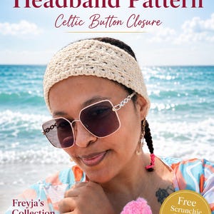 Crochet Headband Pattern | Celtic Button Closure, Lace Design (PDF Download)