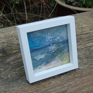 Coastal textile picture - Whispering Waves - fibre art picture -  Hand embroidery