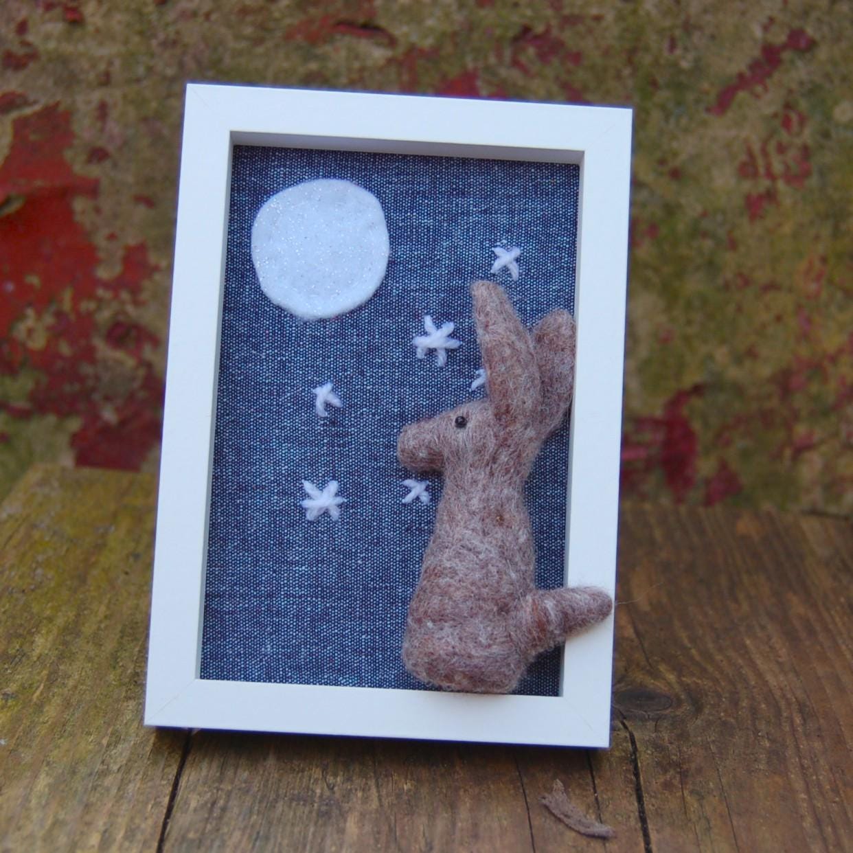 Moon Gazing Hare - Nursery Wall Art - Etsy