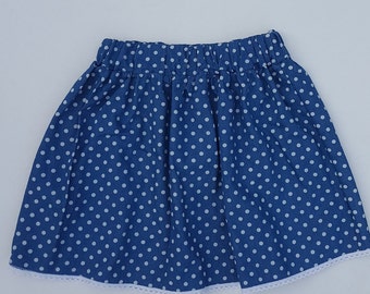 jupe fille en jean a pois