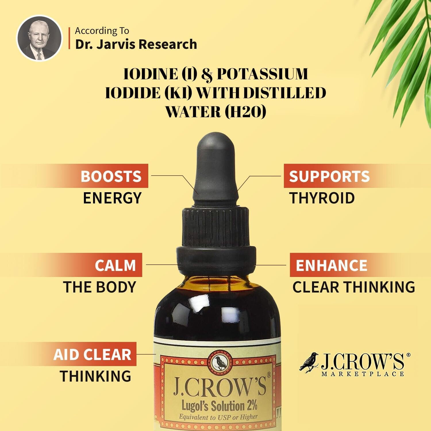 J.CROW'S® 2 Lugol's Iodine Solution, Iodine + Potassium Iodide, Made