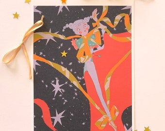 STARRY NIGHT PRINT, original character, dreamy