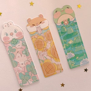 CUTE ANIMAL BOOKMARKS, bookmark, bunny, hamster, frog