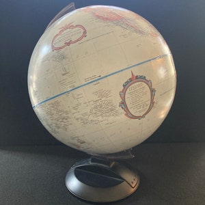 Vintage Replogle World Classic Globe, 12&quot; Diameter, Blue Ocean, Raised Relief Features, Plastic Stand, Rotating Earth, Made in USA