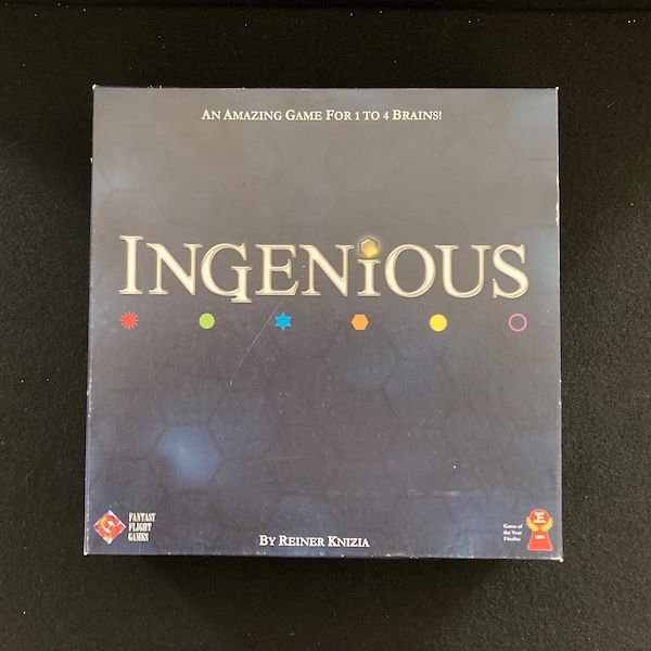 Ingenious game by Fantasy Flight Games from 2004, Created by acclaimed game designer Reiner Knizia, Published in the UK as Mensa Connection