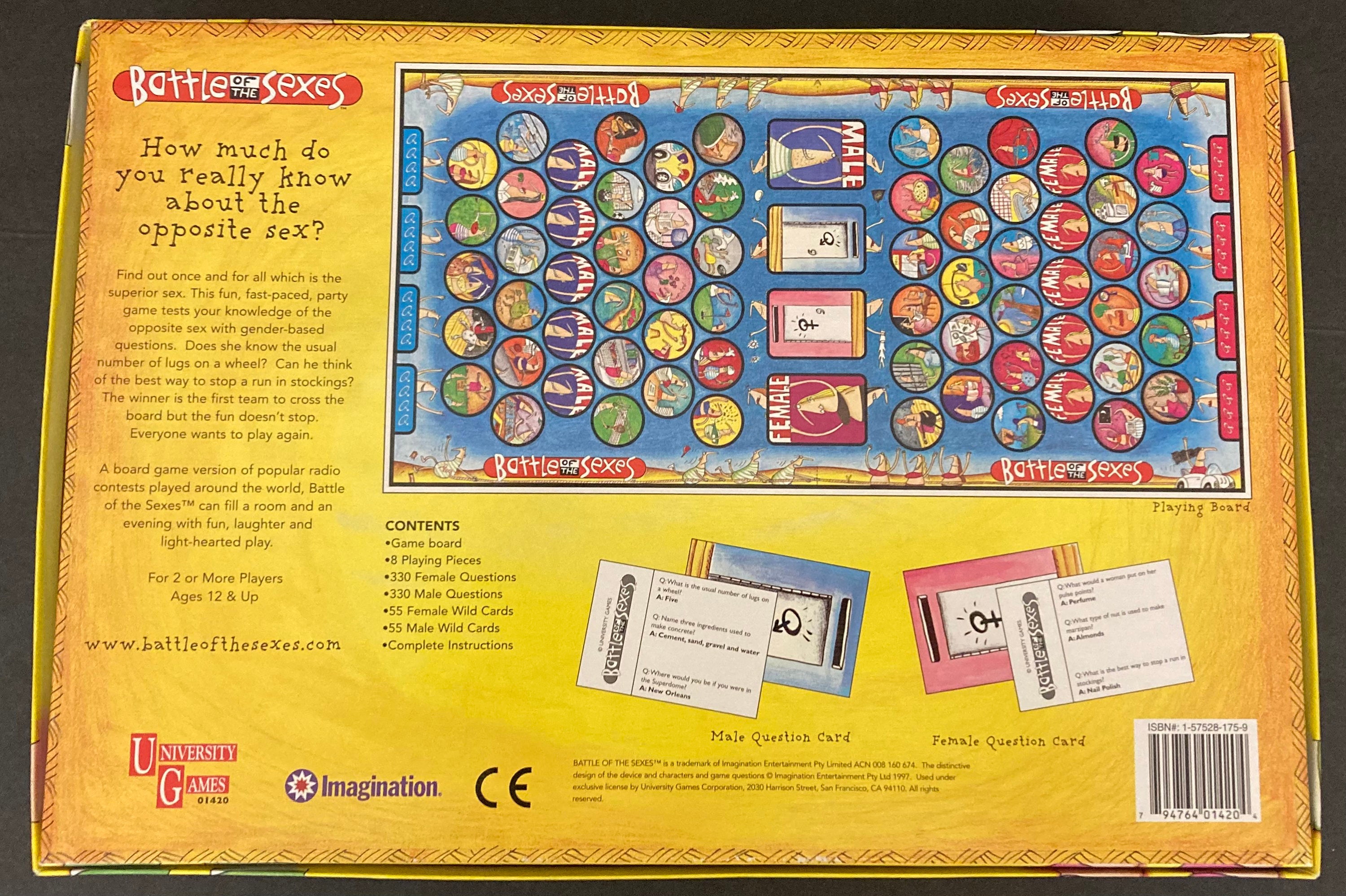 Battle of the Sexes Toplist card game, Board Game