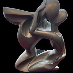 Vintage Cherish the Love Sculpture by Austin Productions Artist Alexander Danel, Made of Durastone in Gunmetal Gray, 1996, Valentine&#39;s Day