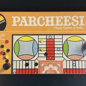 PARCHEESI, A Royal Game of India, Game No. 110 by Selchow and Righter Company, 1982, Made in U. S. A., wood parts imported from West Germany