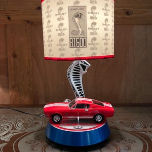 1967 Shelby GT500 Mustang Table Lamp: Cobra Lampshade, Engine