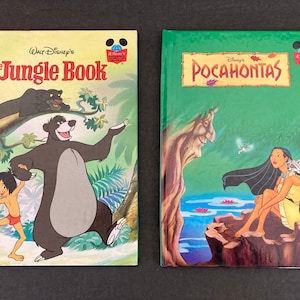Two Classic Walt Disney Books, First American Editions, The Jungle Book copyright 1993, and Pocahontas copyright 1995, from Grolier Books