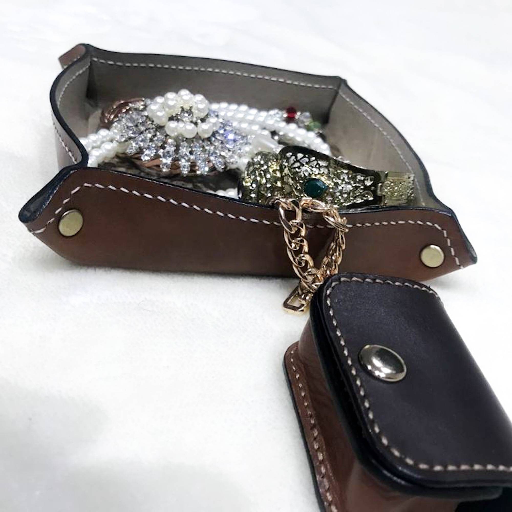 Trousse de Maquillage, Trousse en Cuir Vintage, Cousu à La Main, Hand Crafted Leather, Organisateur 