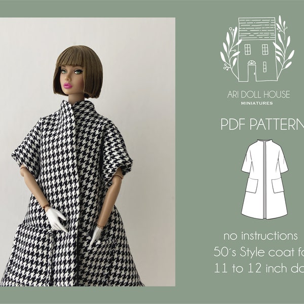 PDF pattern coat for dolls (pdf sewing pattern instant download)