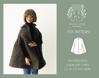 PDF pattern Cape with collar for dolls (pdf sewing pattern instant download)