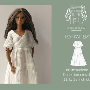 PDF pattern bohemian dress for dolls (pdf sewing pattern instant download)