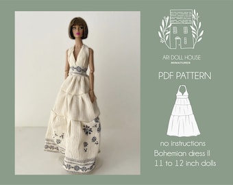 PDF-patroon voor een bohemian jurk II voor poppen (pdf-naaipatroon, direct te downloaden)