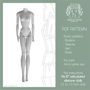 PDF Basic pattern for B*rbie silkstone articulated body type (pdf sewing pattern instant download)