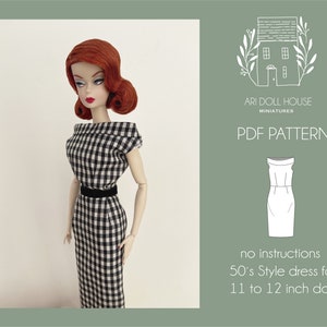 PDF pattern 50s style dress for dolls (pdf sewing pattern instant download)