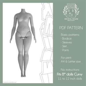 PDF Basic pattern for B*rbie curvy body type (pdf sewing pattern instant download)