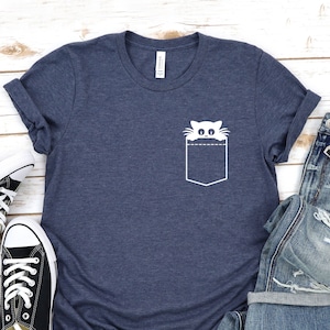 Cat Shirt, Cat Hiding In Pocket Shirt, Funny Cat Pocket Shirt, Cat Lover T-Shirt, Cat In Pocket T-shirt, Gift For Cat Lovers, Kitten Shirt