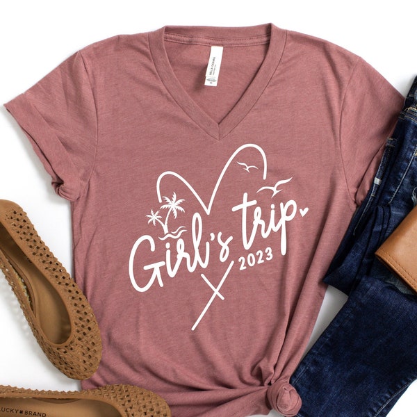 Girl's Trip 2024 V-neck Shirt, Vacay Mode T-hirt, Girls Trip Shirts, Bachelorette Party, Girls Weekend V-neck Shirt, Girls Camping Tank Top