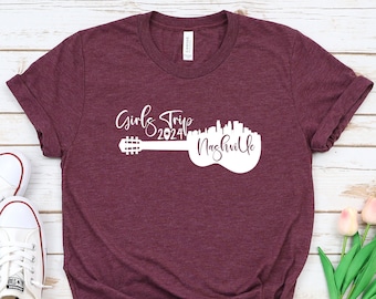 Girls Trip Nashville T-Shirt, Guitar Skyline, Tennessee Travel