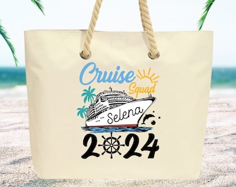 Personalized Cruise Squad Tote Bag, Rope Handle, Family Vacation