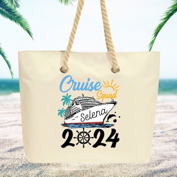 Personalized Cruise Squad Tote Bag, Rope Handle, Family Vacation
