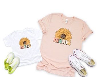 Sunflower Mama Mini Shirt, Mama Mini Matching Shirt, Matching Mommy And Me T-shirts, New Mom Shirt, Mother And Daughter Outfits, Mama Shirt