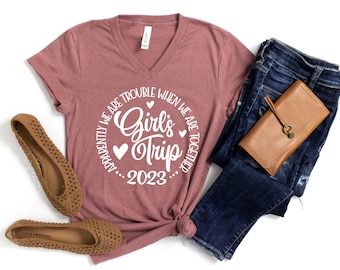 Girls Trip 2026 V-Neck Shirt, Besties Vacation Tee