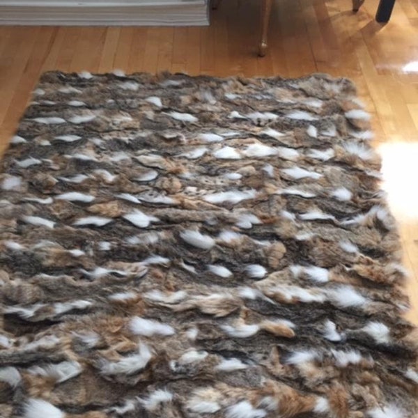 New Natural Lynx Fur Plate Throw Blanket Bedspread Rug