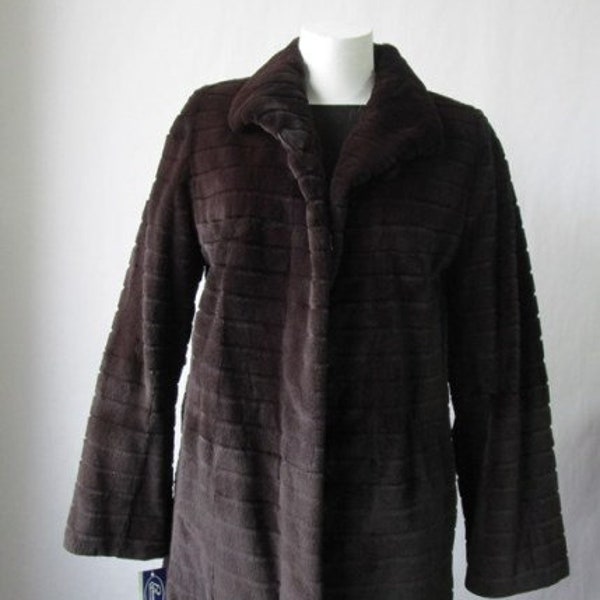 Women's Sz 8 S New Dark Brown Sheared Mink Fur Coat Jacket