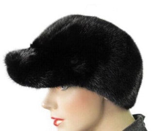 Unisex Brand New Black Mink Fur Hat