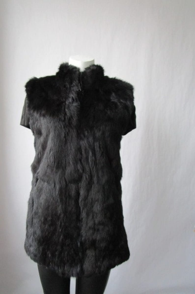 Women's Sz 4/6 NEW Black Rabbit Fur Vest