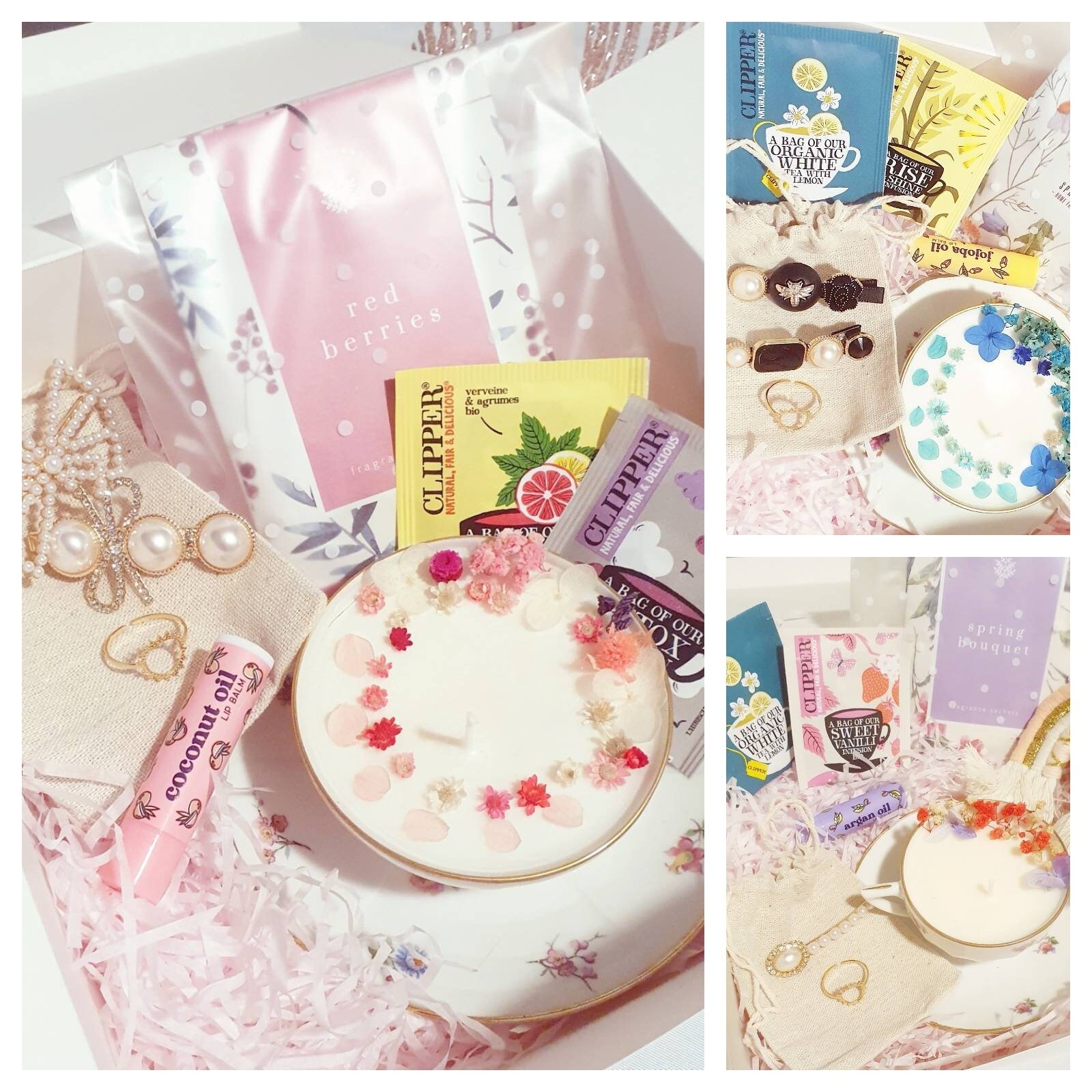 Coffret Bougie Fleurs Séchées- Bijoux Doré - Coffret Cadeau Bougie Séchées Box Doré, Bague Soleil Do