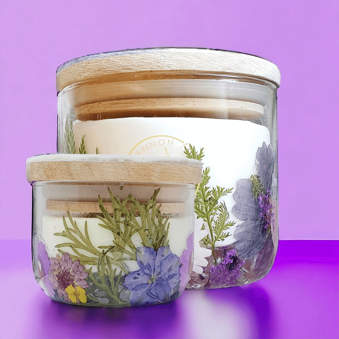 Purple and Pink Candles White Coloured Botanical Candles and Etsy