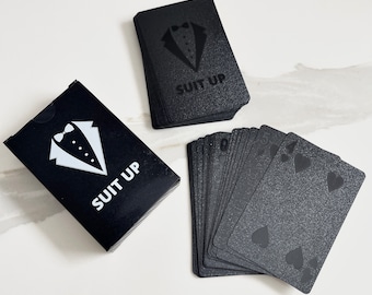 Best Man Groomsman Proposal box gift Black Suit Up Playing Card Deck Groomsman Playing Cards