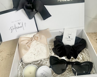 THE OG - Bridesmaid / Maid of Honour Proposal Box  Personalsied Box 100% Soy Caramel candle Jewellery Box scrunchie Sunglasses BLACK