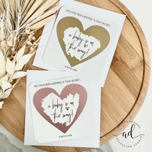 5 x Pregnancy announcement scratch cards baby love heart scratchy surprise cards for baby announcement shipping from Sydney