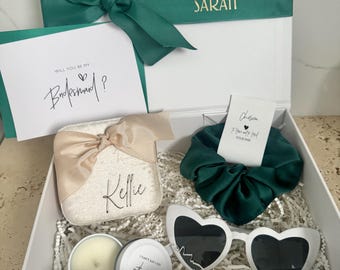 THE OG - Bridesmaid / Maid of Honour Proposal Box  Personalsied Box 100% Soy Caramel candle Jewellery Box scrunchie Sunglasses EMERALD