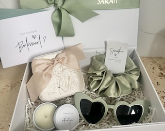 THE OG - Bridesmaid / Maid of Honour Proposal Box  Personalsied Box 100% Soy Caramel candle Jewellery Box scrunchie Sunglasses SAGE