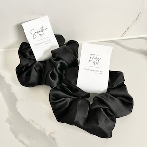 PROPOSAL SCRUNCHIE Personalised Bridesmaid Scrunchie Hair Proposal box Gift Card BLACK Silk Satin