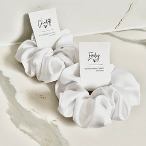 PROPOSAL SCRUNCHIE Personalised Bridesmaid Scrunchie Hair Proposal box Gift Card bridal white Silk Satin