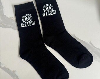 Ring Security Personalised Socks, Personalised gift for proposal Box Black Bamboo Cotton Socks Mens socks boys socks bridal party