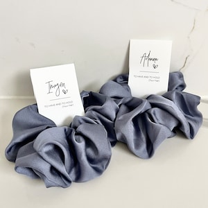 PROPOSAL SCRUNCHIE Personalised Bridesmaid Scrunchie Hair Proposal box Gift Card French blue Silk Satin
