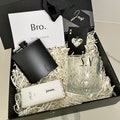 WHISKEY = Best Man Groomsman proposal box  Shipping from Sydney Personalised Proposal gift Box whiskey glass hip flask chocolate bottle open product logo