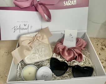THE OG - Bridesmaid / Maid of Honour Proposal Box  Personalsied Box 100% Soy Caramel candle Jewellery Box scrunchie Sunglasses DEEP rose