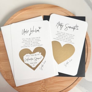 Personalised Confirmation Sponsor card will you be my sponsor scratch heart message Premium printed card and envelope