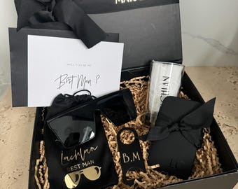FRESH = Best Man Groomsman proposal box Sydney Personalised Proposal Gift Box Shot Glass sunglasses Bottle Opener, Nail clippers set
