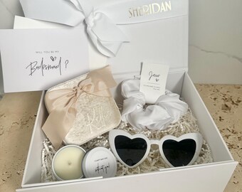 THE OG - Bridesmaid / Maid of Honour Proposal Box  Personalsied Box 100% Soy Caramel candle Jewellery Box scrunchie Sunglasses WHITE