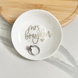 Personalised Ring Dish Bride gift Bridesmaid Gift Wedding Gift for Bride Engagement Ring Holder image 2